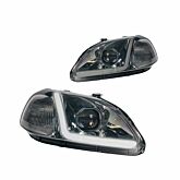 Sonar Head lights LED DRL smoked lens (Honda Civic 96-98 2/3/4 drs) | HL-CV96J-LED-SL | A4H-TECH / ALL4HONDA.COM