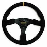 QSP steering wheel suede black flat (300/350MM) (universal) | QS.S3x0Z3 | A4H-TECH.COM
