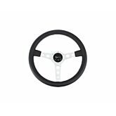 Vigor Monte Carlo (350MM) steering wheel leather 20mm silver spokes deep grey stitch (universal) | VG-67128 | A4H-TECH.COM
