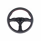 Vigor Spa (350MM) steering wheel perforated leather 50mm deep red stitch (universal) | VG-69399 | A4H-TECH.COM