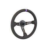 Vigor Daytona Boaz special (350mm) steering wheel black perforated leather 70mm purple stitch (universal) | VG-102291 | A4H-TECH / ALL4HONDA.COM