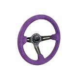 Vigor Daytona (350mm) steering wheel black/purple suède 70mm purple cross stitch (universal) | VG-102292 | A4H-TECH / ALL4HONDA.COM