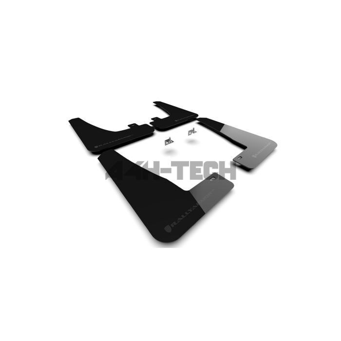 Rally Armor Spatlappen zwart/metallic zwart logo (Tesla model X/Model X Plaid 22-23) | RA-MF102-UR-BLK/MBK | A4H-TECH / ALL4HONDA.COM main product photo
