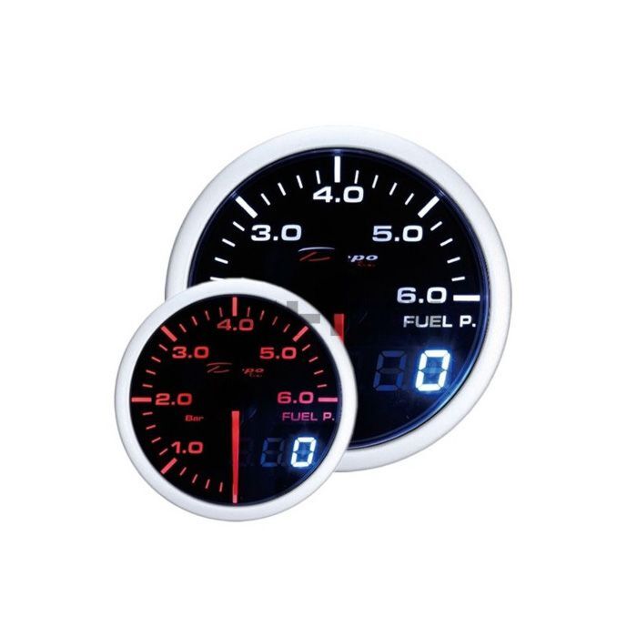 Depo Racing Benzinedruk meter DUAL series 60mm (universeel) | WA6067BLED | A4H-TECH / ALL4HONDA.COM main product photo