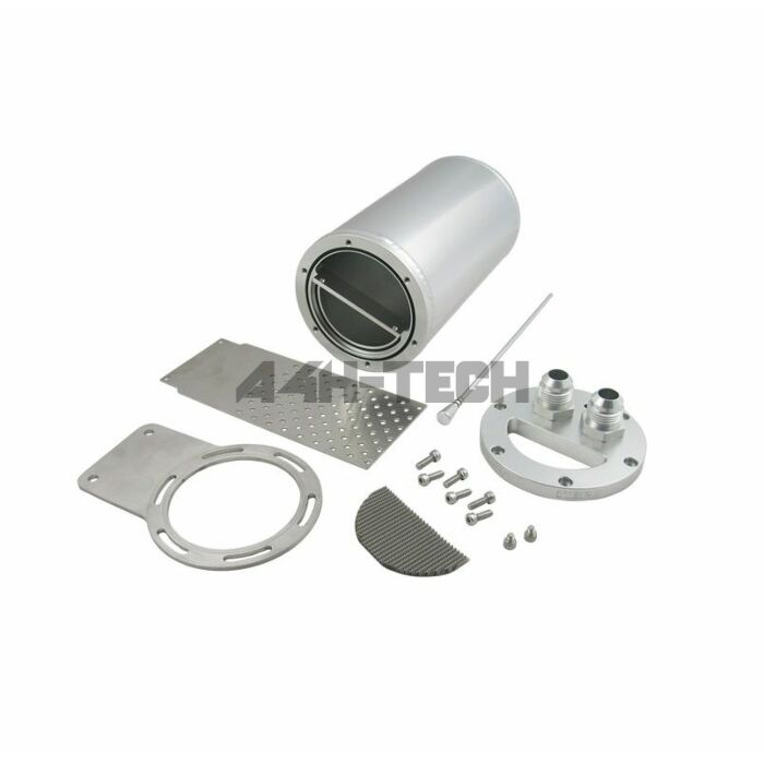 Universal Aluminum Baffled Engine Oil Catch Can Internal Filter Breather Silver