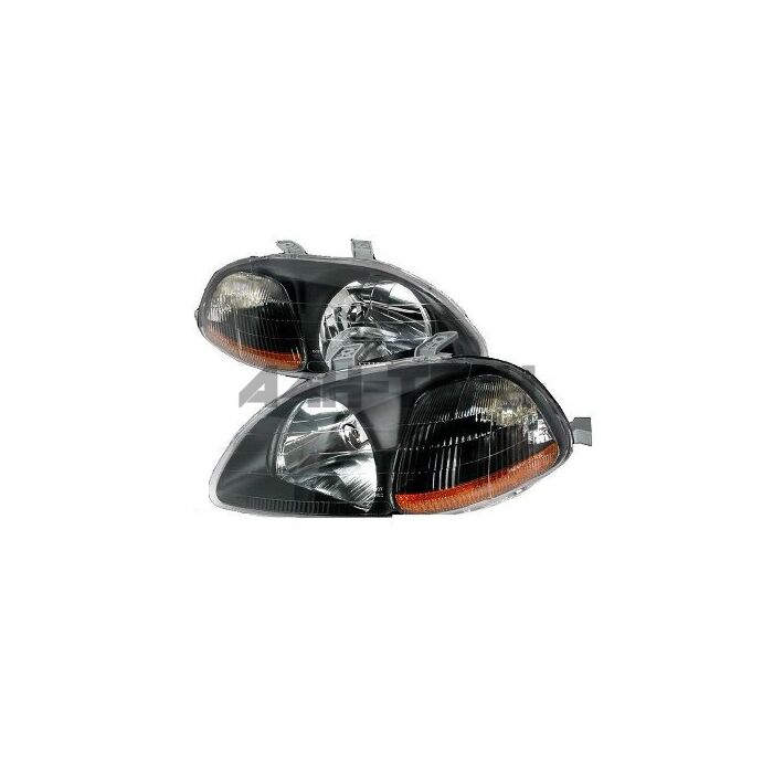 Sonar head lights JDM Black Housing + amber (Civic 96-98 2/3