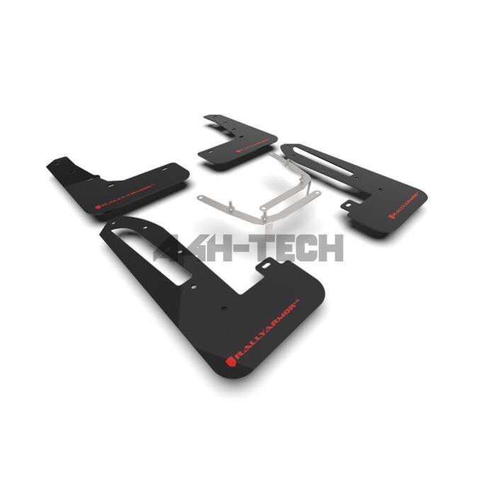 Rally Armor Mud Flaps black/red logo (Honda Civic 2022+ 2.0 Type R FL5) | RA-MF97-UR-BLK-GRY | A4H-TECH / ALL4HONDA.COM | RA-MF97-UR-BLK-RD main product photo