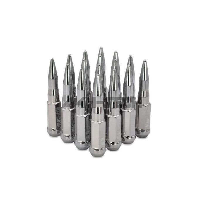 Blox Racing Bullet Spike forged stalen Wielmoeren zilver M12x1.5mm (Conisch)|BXAC-00160-X | A4H-TECH / ALL4HONDA.COM main product photo